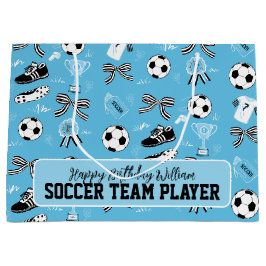 Boy Soccer Player Blue Gift Bag Große Geschenktüte