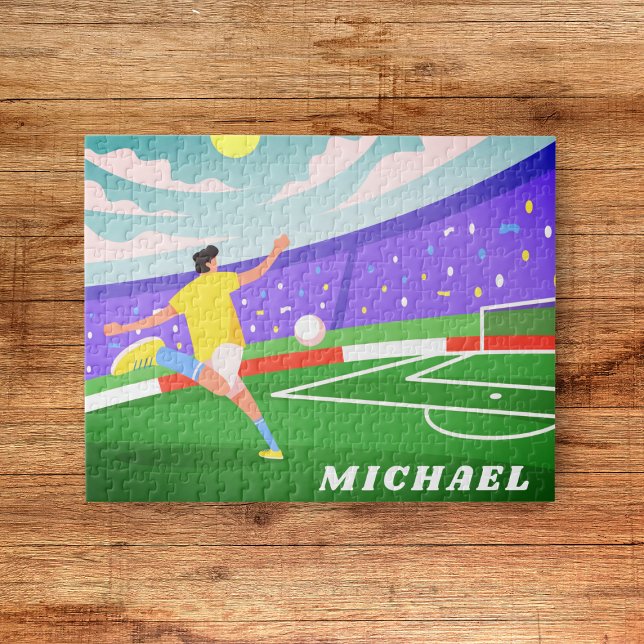 Boy Soccer Player Field Illustration & Kids Name Puzzle (Von Creator hochgeladen)