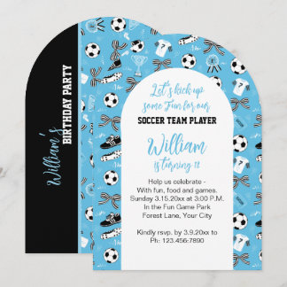 Boy Soccer Player Geburtstagsparty blau Einladung