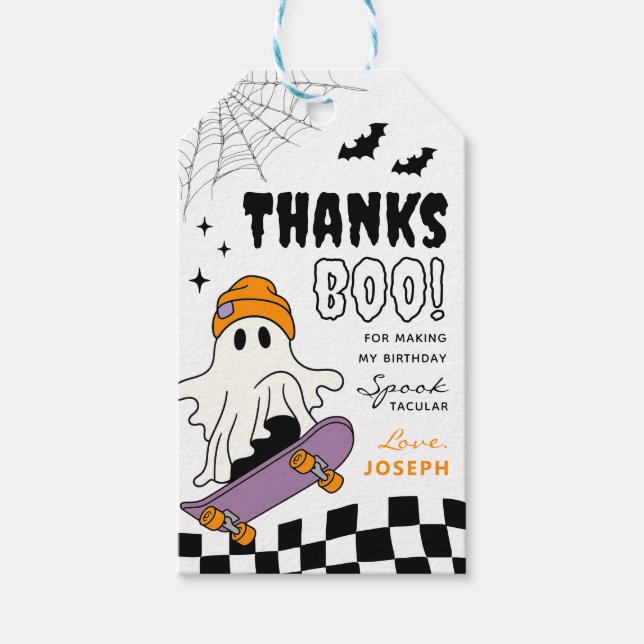 Boy Spooky Halloween Geburtstags Gefälligkeitstags Geschenkanhänger (Vorderseite)