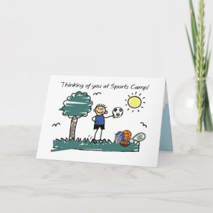 Boy Sports Camp Strichmännchen Denken Sie an Sie Karte