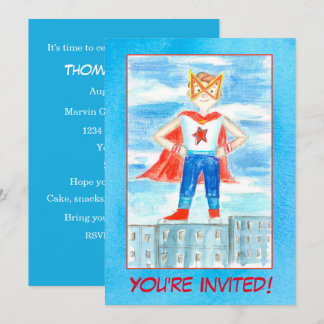 Boy Super Hero Geburtstagsparty Einladung