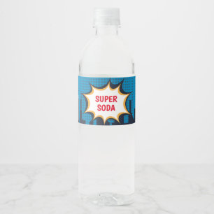 Boy Superhero, Braun - Wasser-Getränke-Cup-Label Wasserflaschenetikett
