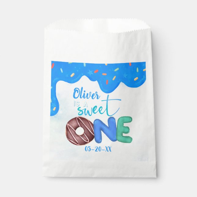 BOY Sweet One Pink Zuckerguss Erster Geburtstag Geschenktütchen (Vorderseite)