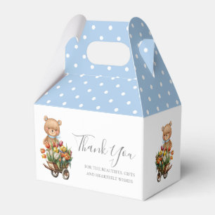 Boy Teddy Bear Baby Dusche Bläschen Rustikal Blau Geschenkschachtel