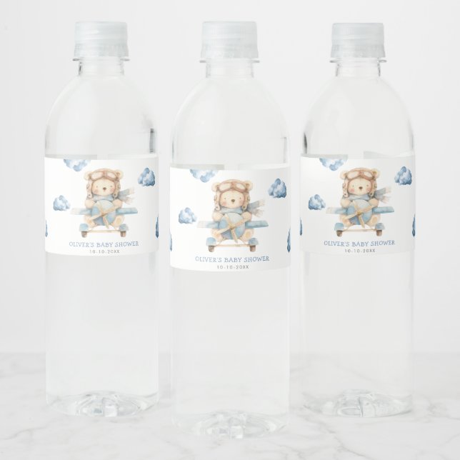 Boy Teddy Bear Baby Dusche Wasserflaschenetikett (Flaschen)