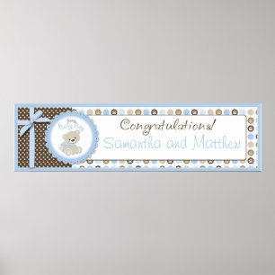 Boy Teddy Bear Baby Shower Banner Boy Poster