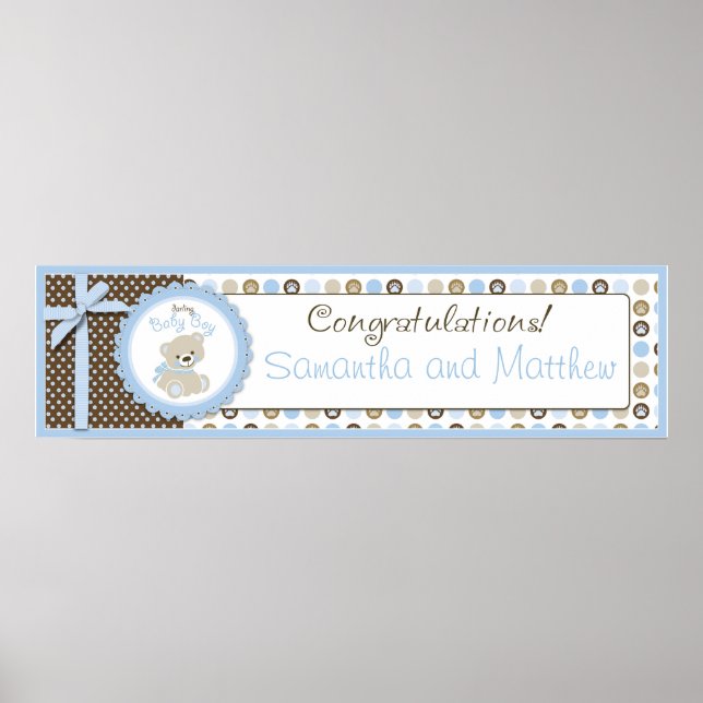 Boy Teddy Bear Baby Shower Banner Boy Poster (Vorne)