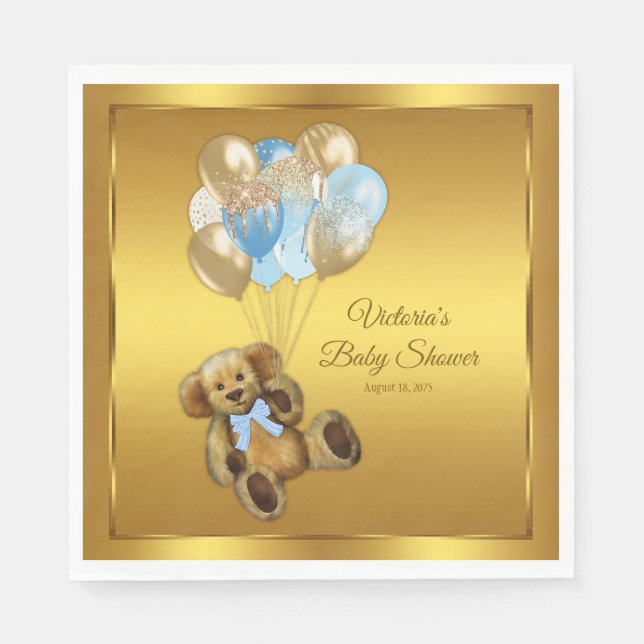 Boy Teddy Bear Babydusche Napkins Serviette (Vorderseite)