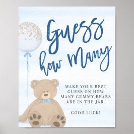 Boy Teddy Bear Blue Balloon schätzt wie viele Zeic Poster