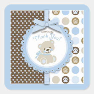 Boy Teddy Bear Vielen Dank Square Sticker