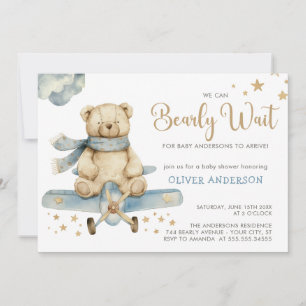 Boy Teddy Bear wir können frühes Abwarten Baby Dus Einladung