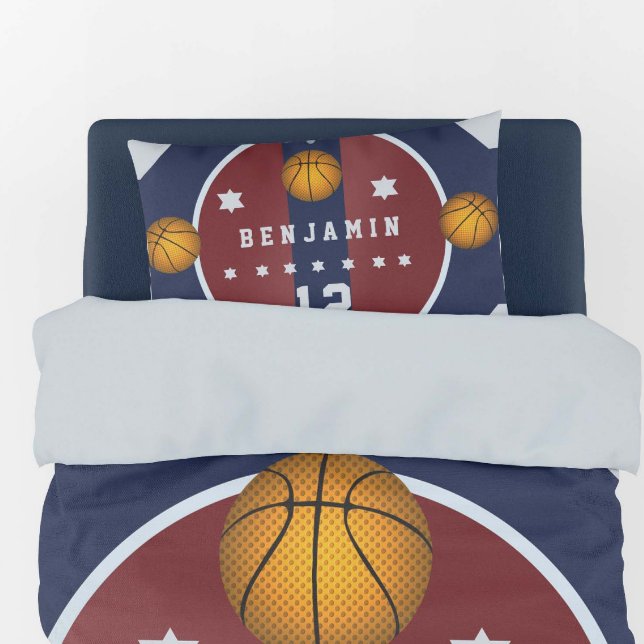 Boy Teen Basketball Court Ball Stars Name Kissenbezug (Von Creator hochgeladen)