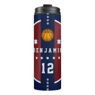 Boy Teen Basketball Stars Name Blue Red Thermosbecher
