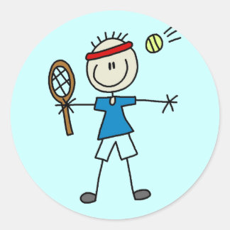 Boy Tennis Player Shirts und Geschenke Runder Aufkleber