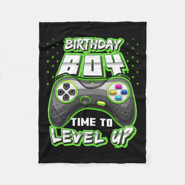 "Boy Time to Level Up Video Game Birthday Gamer 11 Fleecedecke (Vorderseite)