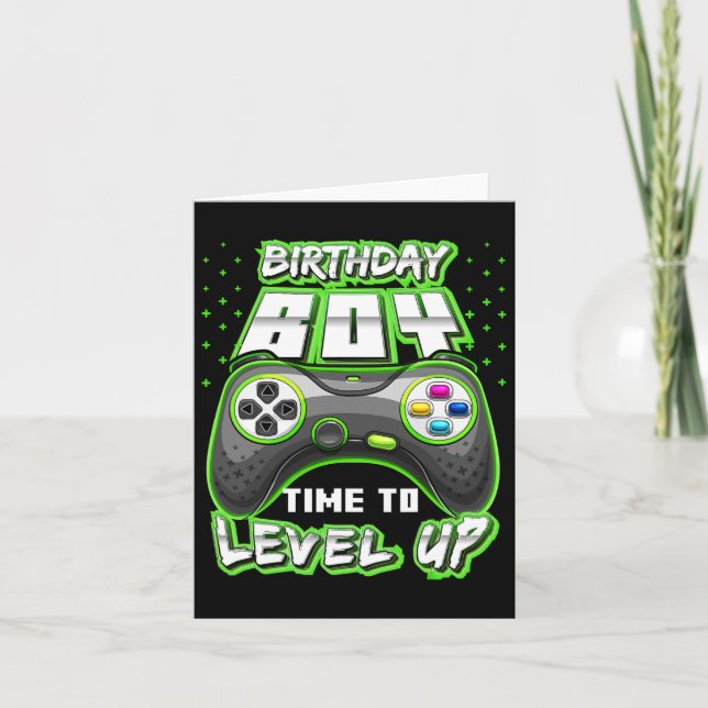 "Boy Time to Level Up Video Game Birthday Gamer 11 Karte (Vorderseite)