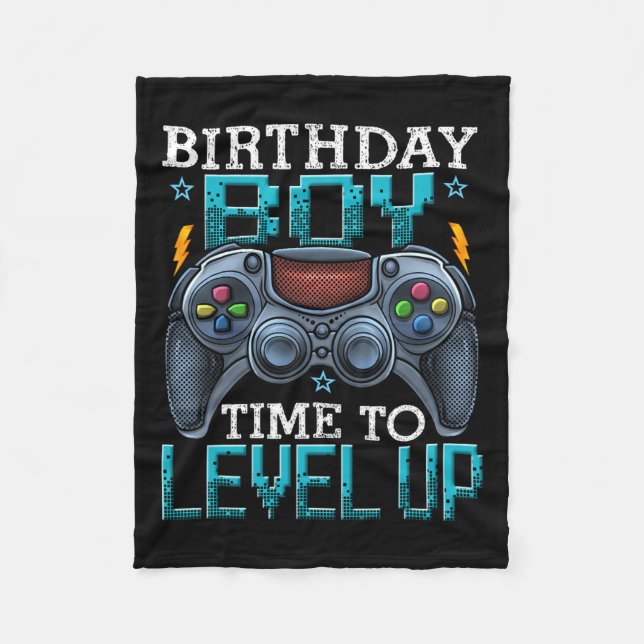 "Boy Time to Level Up Video Game Birthday Gamer 12 Fleecedecke (Vorderseite)