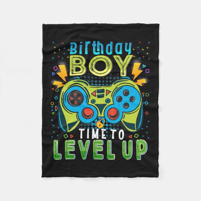Boy Time to Level Up Video Game Birthday Gamer 202 Fleecedecke (Vorderseite)