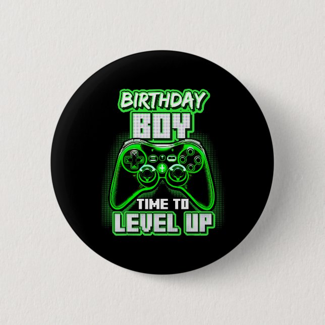 "Boy Time to Level Up Video Game Birthday Gamer 6 Button (Vorderseite)