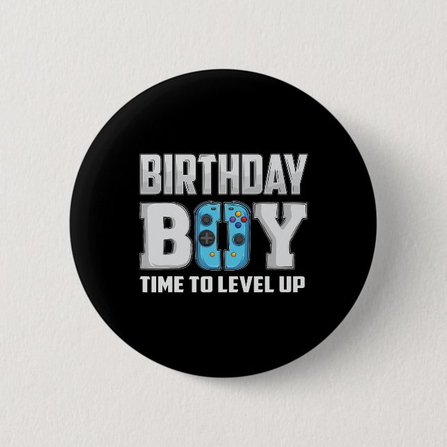 "Boy Time to Level Up Video Game Birthday Gamer" 9 Button (Vorderseite)