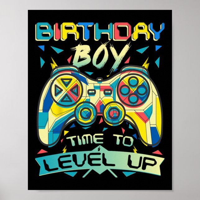 Boy Time to Level Up Video Game Birthday Gamer Boy Poster (Vorne)