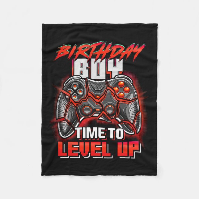 Boy Time to Level Up Video Game Birthday Party Boy Fleecedecke (Vorderseite)