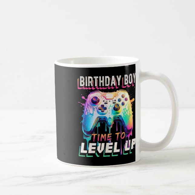 Boy Time to Level Up Video Game Birthday Party Boy Kaffeetasse (Rechts)