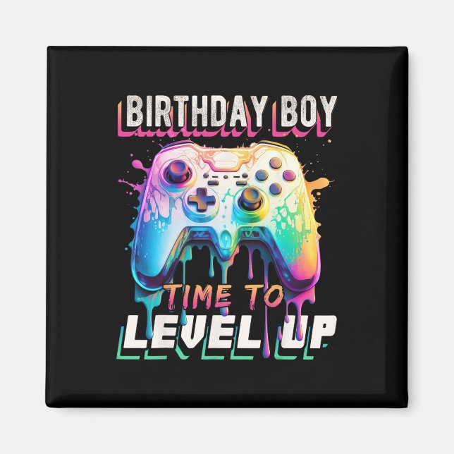 Boy Time to Level Up Video Game Birthday Party Boy Magnet (Vorne)