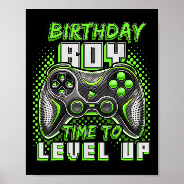 Boy Time to Level Up Video Game Birthday Party Boy Poster (Vorne)