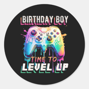 Boy Time to Level Up Video Game Birthday Party Boy Runder Aufkleber