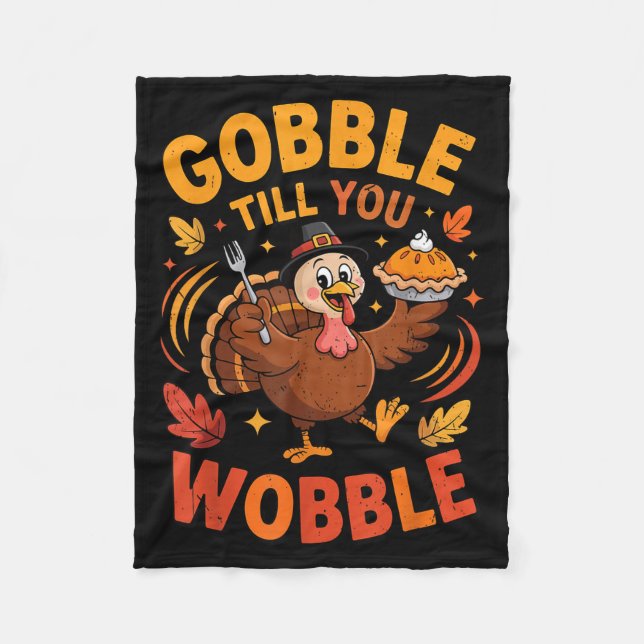 Boy Toddler Gobble Till You Wobble Turkey Funny Th Fleecedecke (Vorderseite)