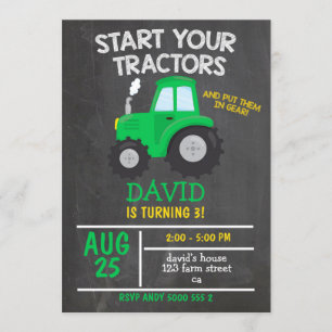 Boy Tractor Birthday Party Einladung