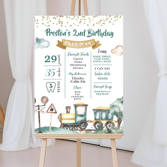 Boy Train Birthday Milestone Sign Poster (Von Creator hochgeladen)