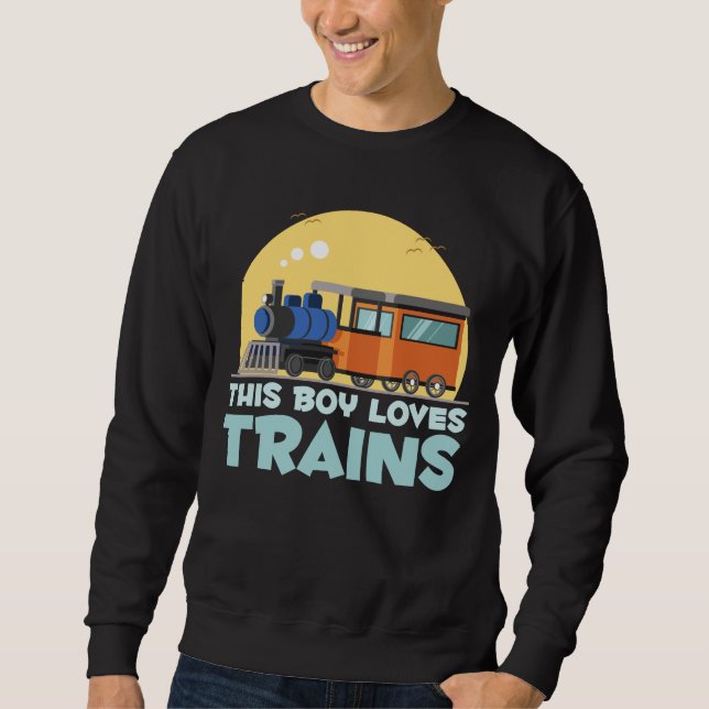 Boy Train Lover Locomotive Son Kinderwagen Züge Sweatshirt (Vorderseite)