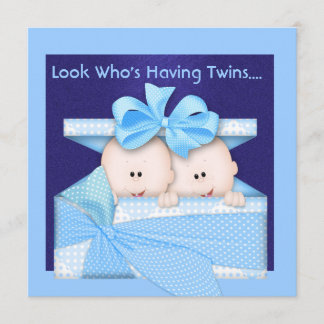 BOY TWINS BABY SHOWING INVITATION EINLADUNG