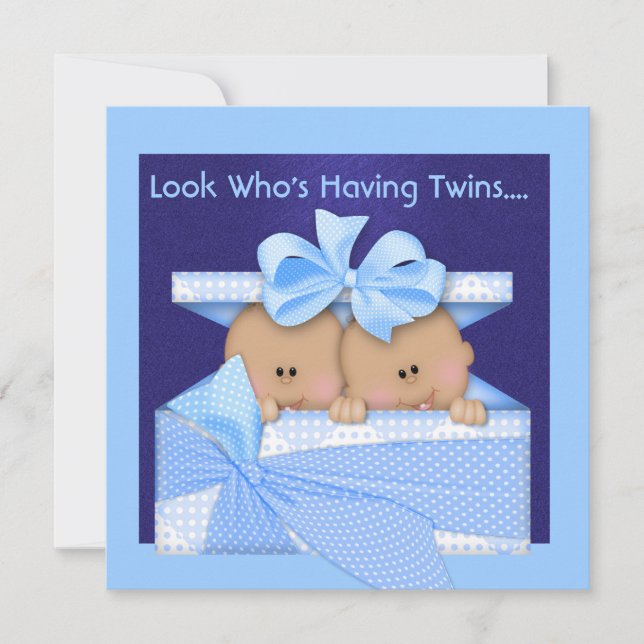 BOY TWINS BABY ZEIGT AFRIKANAMERIKANISCHE INVITATI EINLADUNG (Vorderseite)