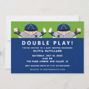 Boy Twins Baseball Baby Shower Einladungen