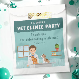 Boy Veterinarian Animal Clinic Birthday Thank You Geschenktütchen