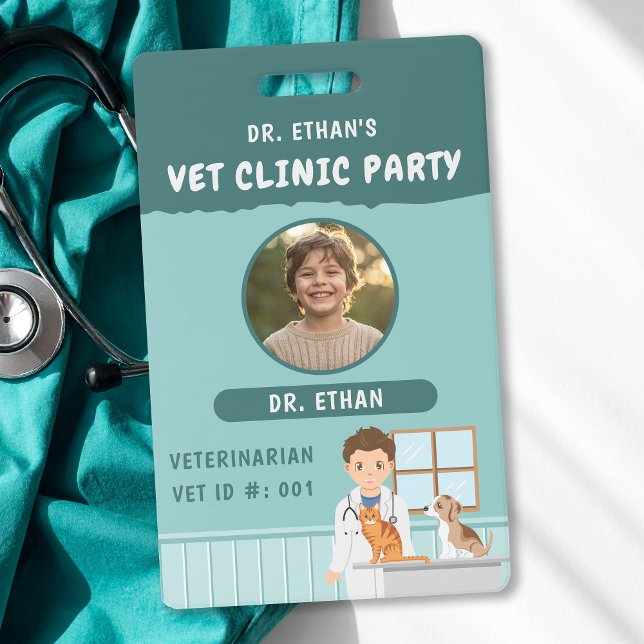 Boy Veterinarian ID Kids' Pretend Play Birthday Ausweis (Von Creator hochgeladen)
