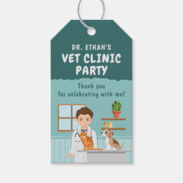 Boy Veterinarian Pet Clinic Birthday Thank You Geschenkanhänger