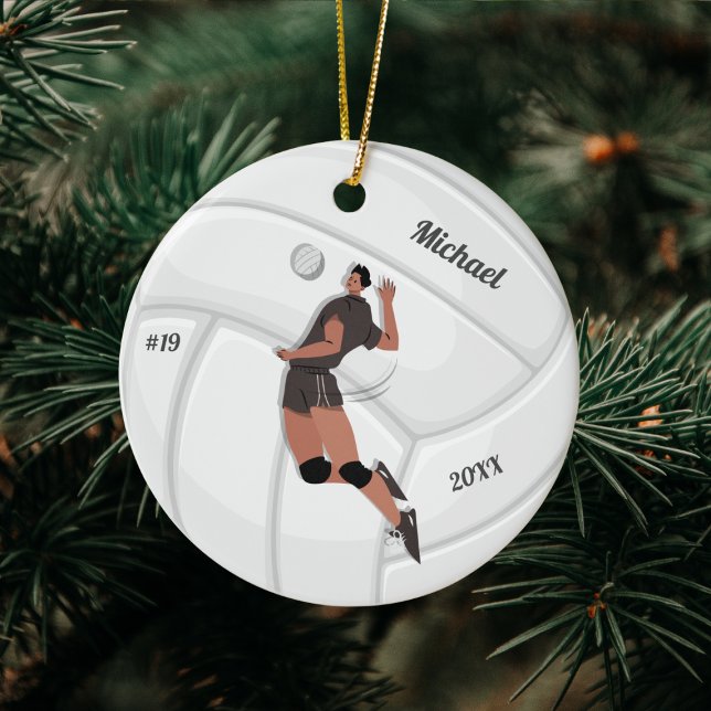 Boy Volleyball Player Kid Name Jersey Teamnummer Keramik Ornament (Von Creator hochgeladen)