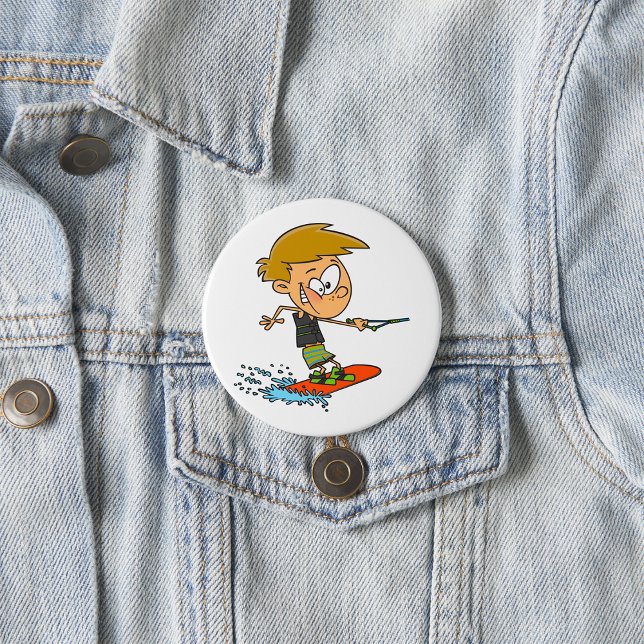 Boy Wakeboarding Fun Summer Water Sports Button (Von Creator hochgeladen)