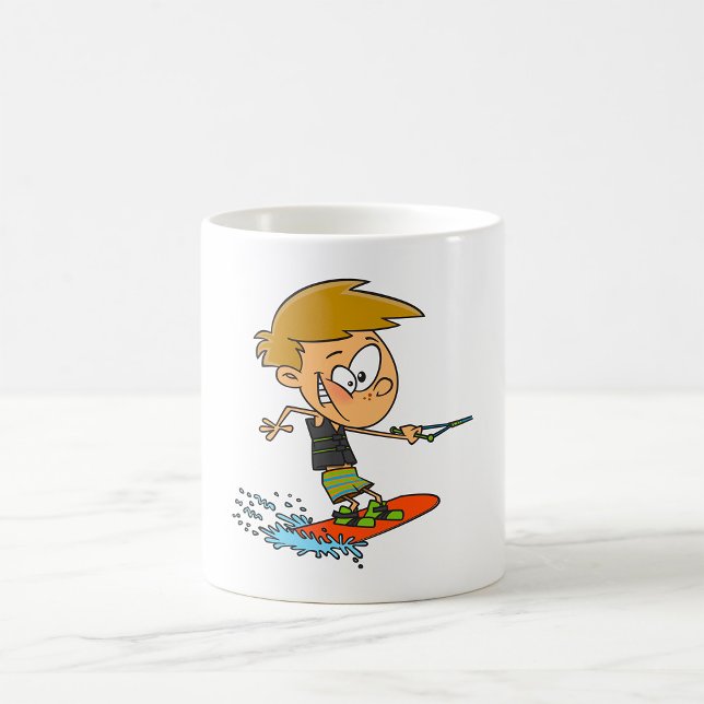 Boy Wakeboarding Fun Summer Water Sports Kaffeetasse (Von Creator hochgeladen)