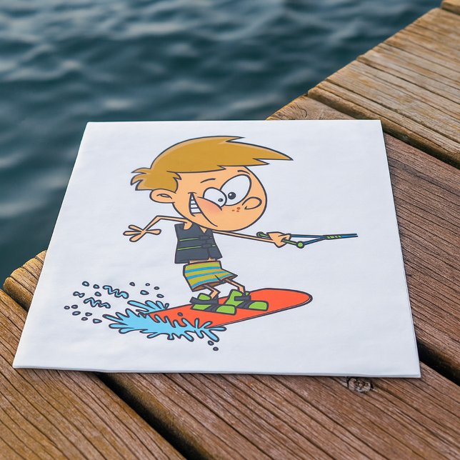 Boy Wakeboarding Fun Summer Water Sports Serviette (Von Creator hochgeladen)