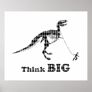 Boy Walking A Tyrannosaurus Rex ~ Think Big Poster