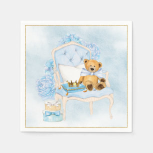 Boy Watercolor Blue Gold Baby Dusche Napkins Serviette