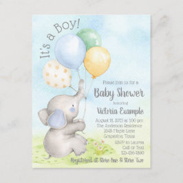 Boy Watercolor Elephant Baby Shower Einladungen