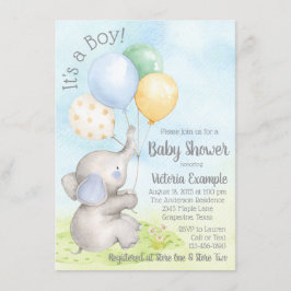 Boy Watercolor Elephant Baby Shower Einladungen