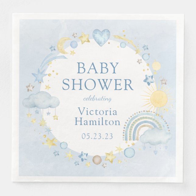 Boy Watercolor Rainbow Baby Dusche Serviette (Vorderseite)